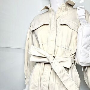 💎 BANANA REPUBLIC NWOT Jumpsuit Belted Safari Beige Utility Boiler Suit Sz S M